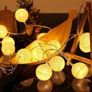 Ascension 14 Big Balls 3.5meter Home Decoration Light Thai Warm White Color Rattan Ball String Lights Series Festival Lamp Light Thread Ball Light (Thai Warm)